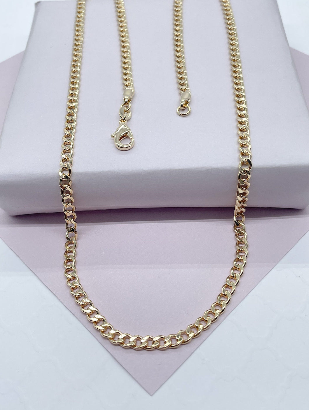 18k Gold Filled 4mm Cuban Link Chain Necklace, Curb Link Chain,   Supplies  Designers