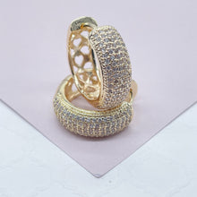 Load image into Gallery viewer, 18K Gold Filled Micro Pave Cubic Zirconia Clicker Hoop Earrings
