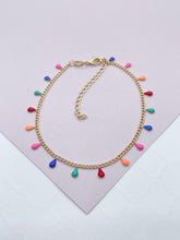 Load image into Gallery viewer, 18k Gold Filled Little Colorful Enamel Tear Drop Charms Set Necklace and Bracelet Supplies
