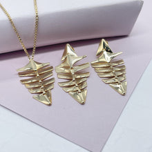 Load image into Gallery viewer, 18k Gold Filled Shark-Bone Skeleton Set - Necklace and Earrings
