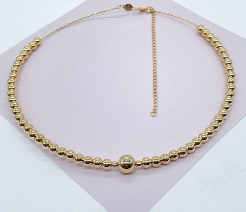 18k Gold Filled Hard Omega with Small and Medium Gold Beads