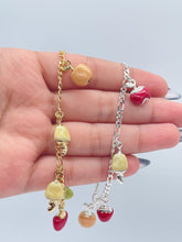 Load image into Gallery viewer, 18k Gold Filled Charm Figaro Bracelet featuring Enamel Orange, Apple, Pear, Cashew Fruit Popsicle Charms in Gold or Silver Jewelry
