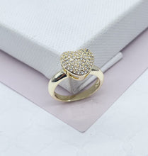 Load image into Gallery viewer, 18k Gold Filled Ring Featuring Large Heart Cubic Zirconia In Micro Pave Settings  Jewelry
