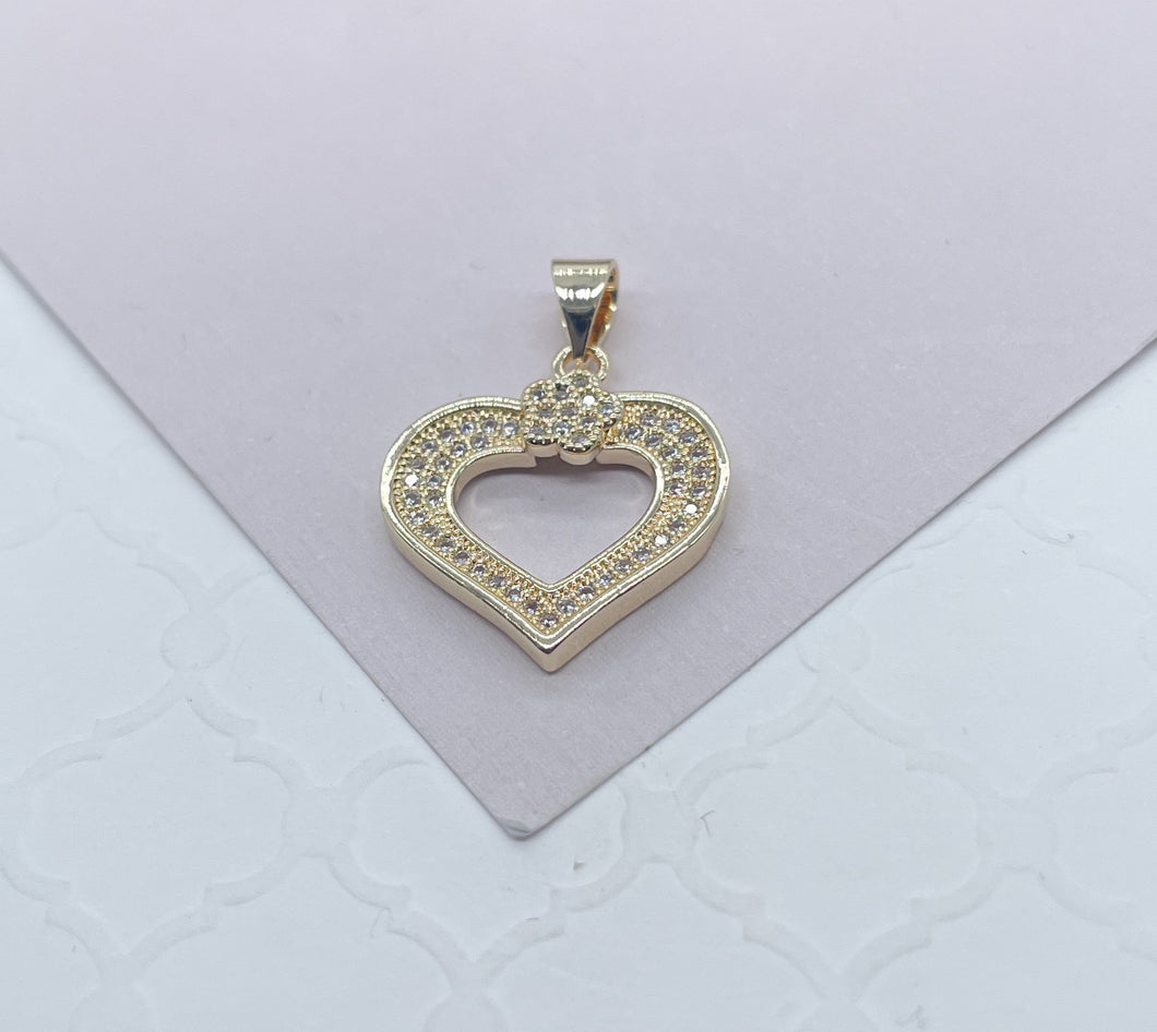 18k Gold Filled Micro Pave Cubic Zirconia Heart Pendant