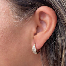 Load image into Gallery viewer, 18k Gold Filled Small Leaf Shape Micro Pavê Zirconia Clicker Hoop Earrings
