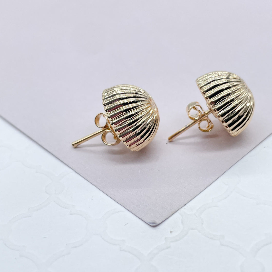 18k Gold Filled Half Sphere Umbrella Textured Earrings