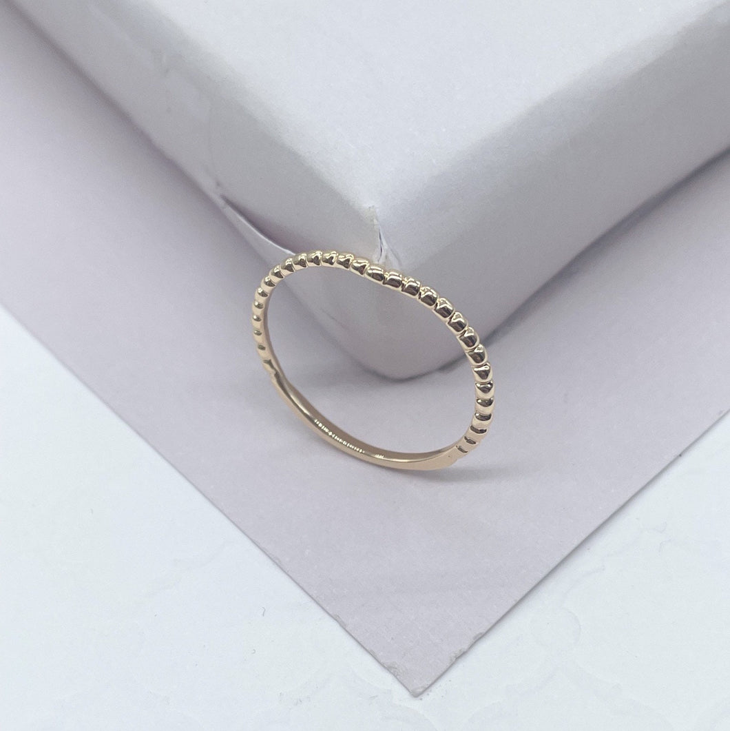 18k Gold Filled Minimalistic Beaded Gold Stackable Ring