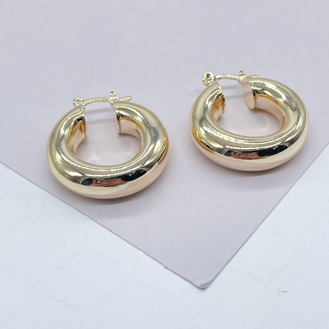 18k Gold Filled Chubby Plain  Hoop EarringsWholesale Jewelry Supplies