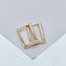 Load image into Gallery viewer, 18k Gold Filled This Rectangle Shaped Earring Single Layered Pave Line
