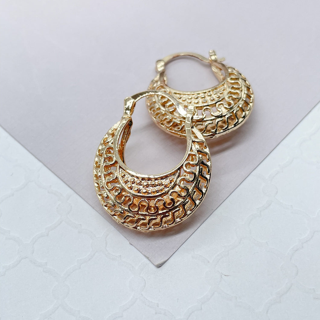 18k Gold Filled Thick Hollow See-Through Hoops