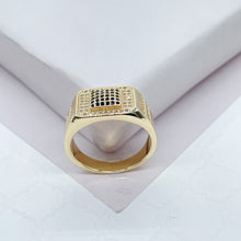 Load image into Gallery viewer, 18k Gold Filled Square Shaped Ring Layered With Small Black Pave Square
