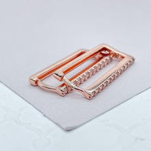Load image into Gallery viewer, 18k Gold Filled This Rectangle Shaped Earring Single Layered Pave Line
