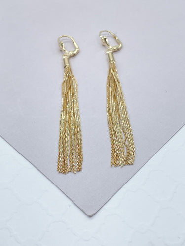 18k Gold Filled Dangling Earring With Box Chain Ends