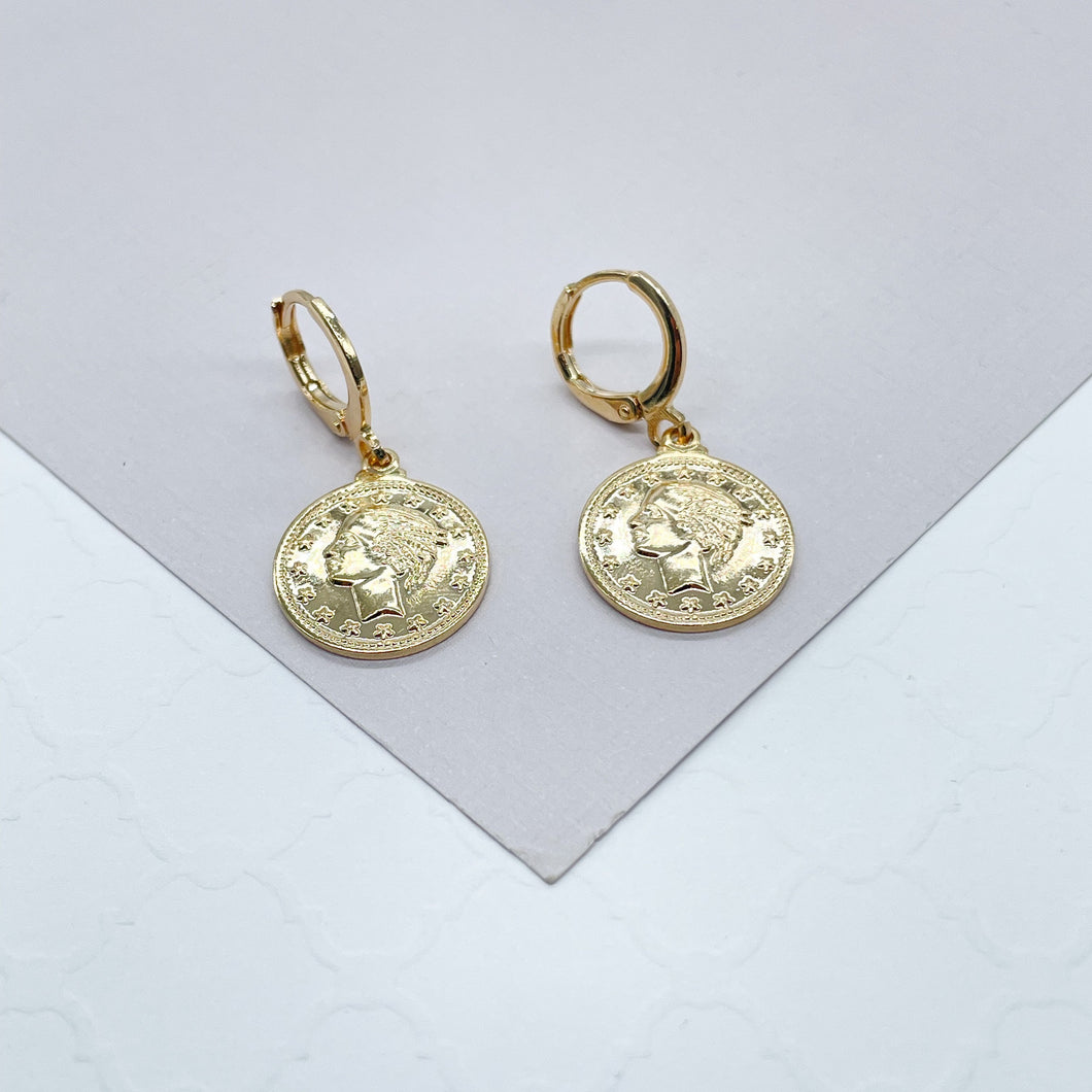 18k Gold Filled Coin Drop Earrings