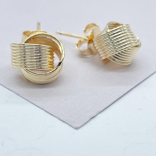 18k Gold Filled Layered Knot Stud