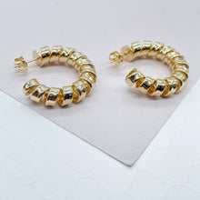 Load image into Gallery viewer, 18k Gold Filled Smooth Curled C Hoop Earrings | Semi Hoop Earrings
