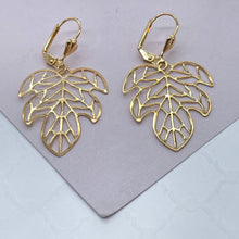 Load image into Gallery viewer, 18k Gold Filled See Through Leaf Dangling Earrings
