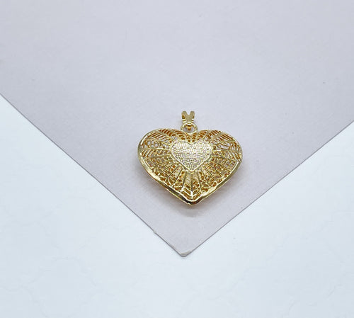 18k Gold Filled SpiderWeb Designed see-through heart pendant