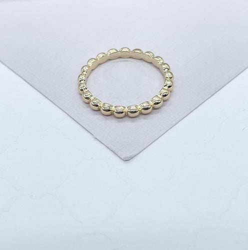 18k Gold Filled Beaded Band Ring