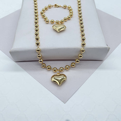 18k Gold Filled Gold Beaded Heart Set for Kids