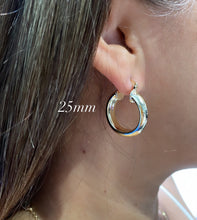 Load image into Gallery viewer, 18k Gold Filled Thick Flat Inside Hoop Earrings, Plain Gold Fat
