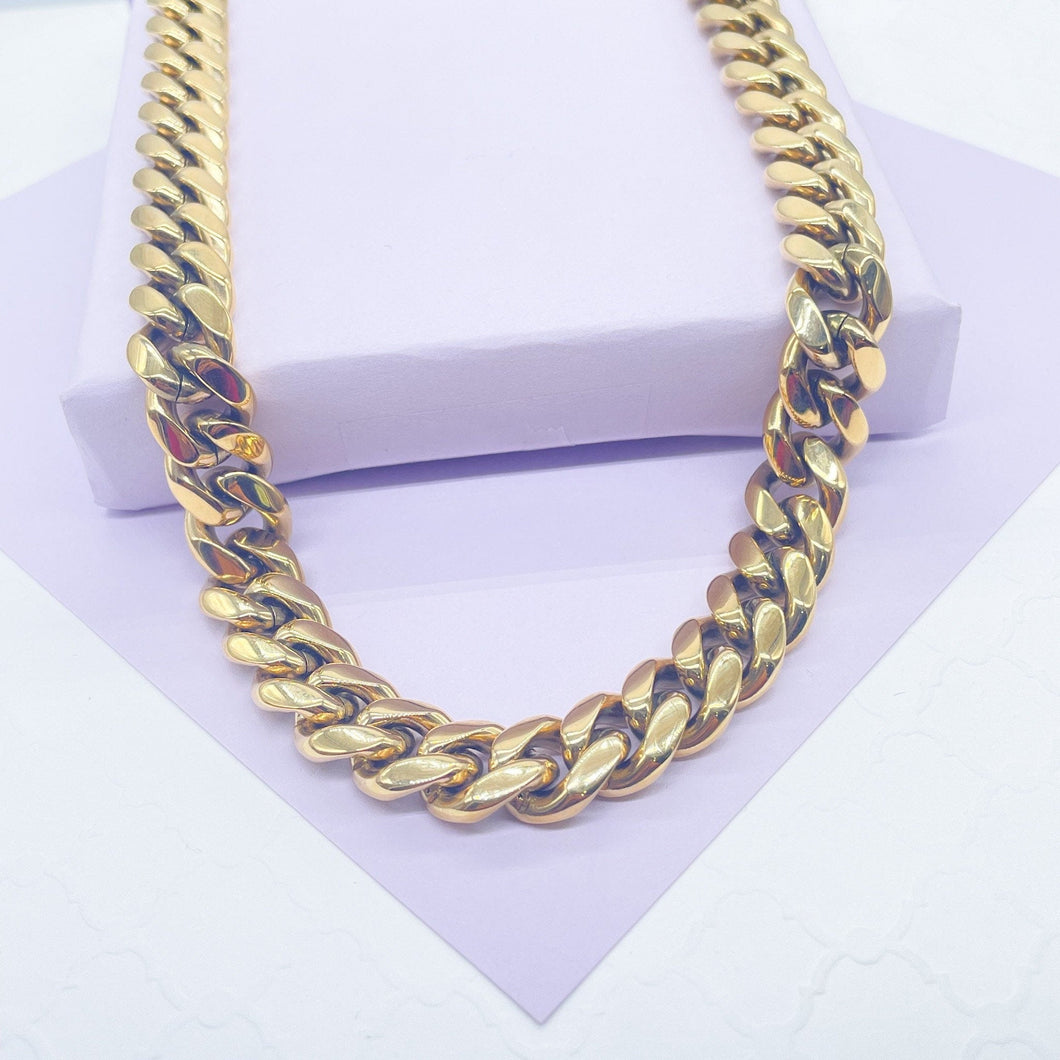 14k Gold Filled Thick 12mm Miami Cuban Link Chain, Cuban Necklace, Cadena de Labon Cubano