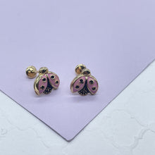 Load image into Gallery viewer, 18k Gold Filled Lady Bug Stud Earring
