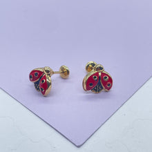 Load image into Gallery viewer, 18k Gold Filled Lady Bug Stud Earring
