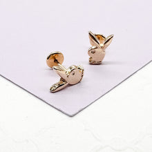 Load image into Gallery viewer, 18k Gold Filled Plain Bunny Logo Stud Earring
