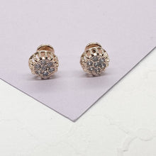 Load image into Gallery viewer, 18k Gold Filled Circle Pave Earrings
