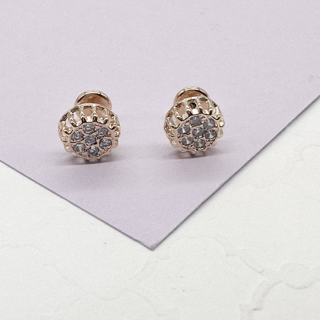 18k Gold Filled Circle Pave Earrings