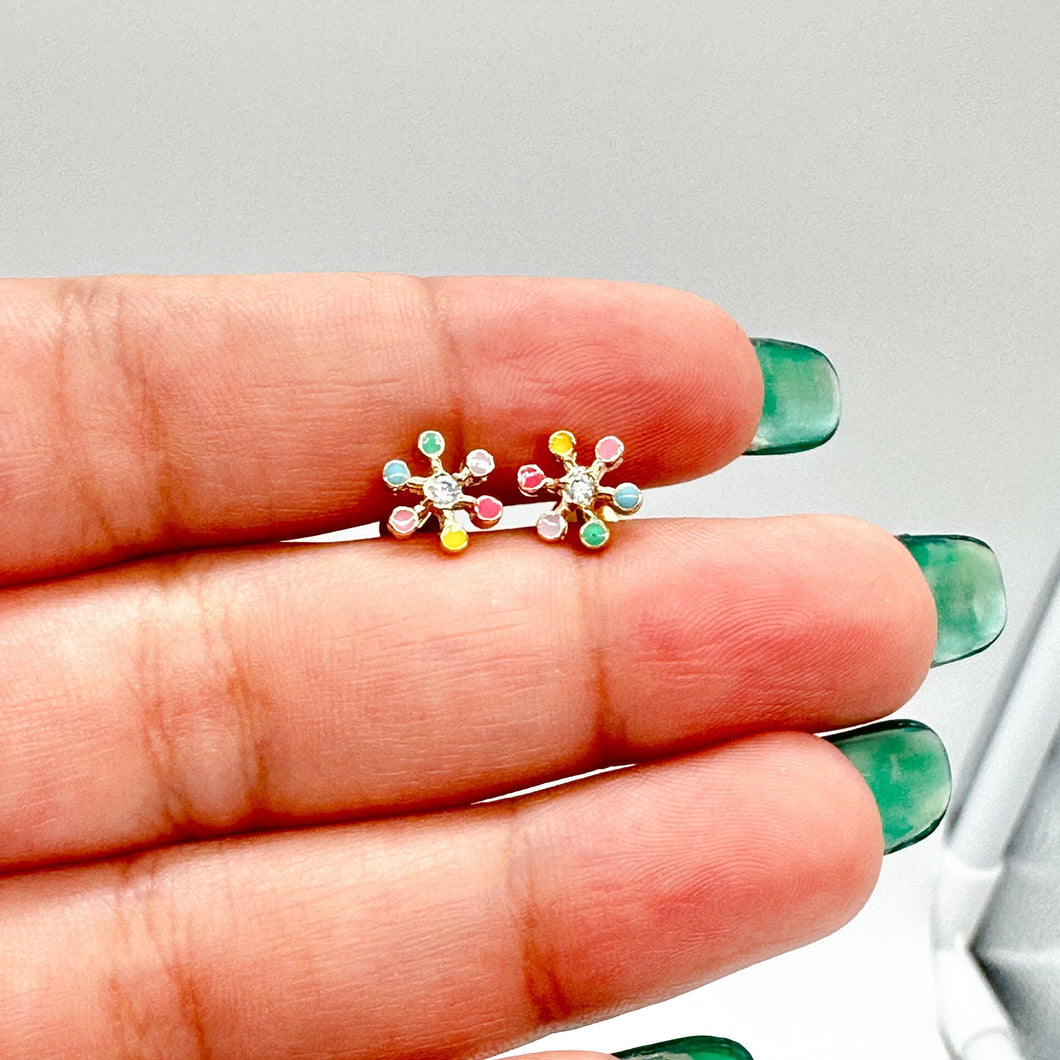 18k Gold Filled Colorful Flower Stud Earring