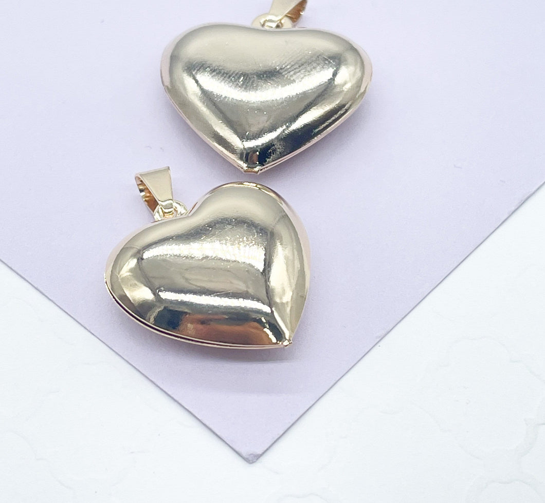 18k Gold Filled Classic Puffy Plain Heart Pendant, Gift  Her Loved Ones  Supplies