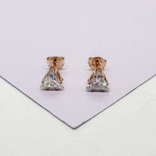 Load image into Gallery viewer, 18k Gold Filled Triangle Zirconia Stud Earrings
