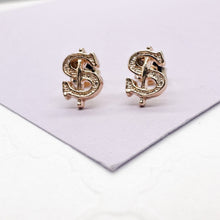 Load image into Gallery viewer, 18k Gold Filled Dollar Sign Stud Earrings
