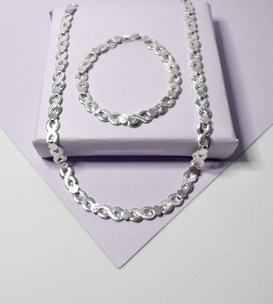 Silver Filled Flat Silver Infinity Set