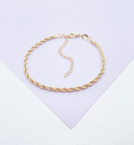 18k Gold Filled 1.5mm Rope Bracelet