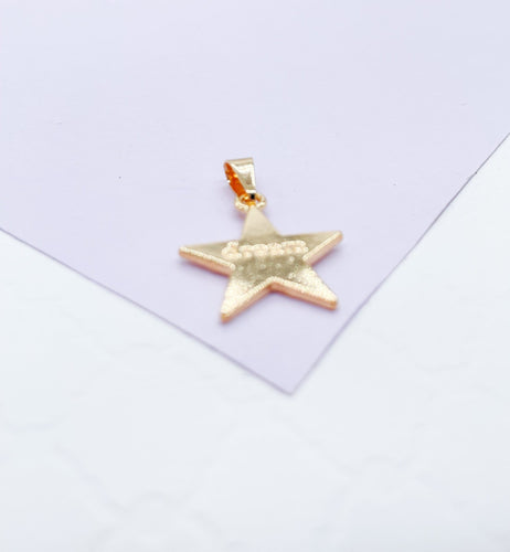 18k Gold Filled Solid Star With Dream Quote Center