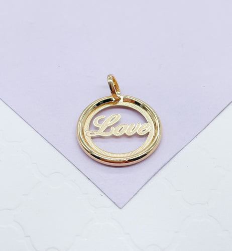 18k Gold Filled Medallion Pendant With Love In the Center
