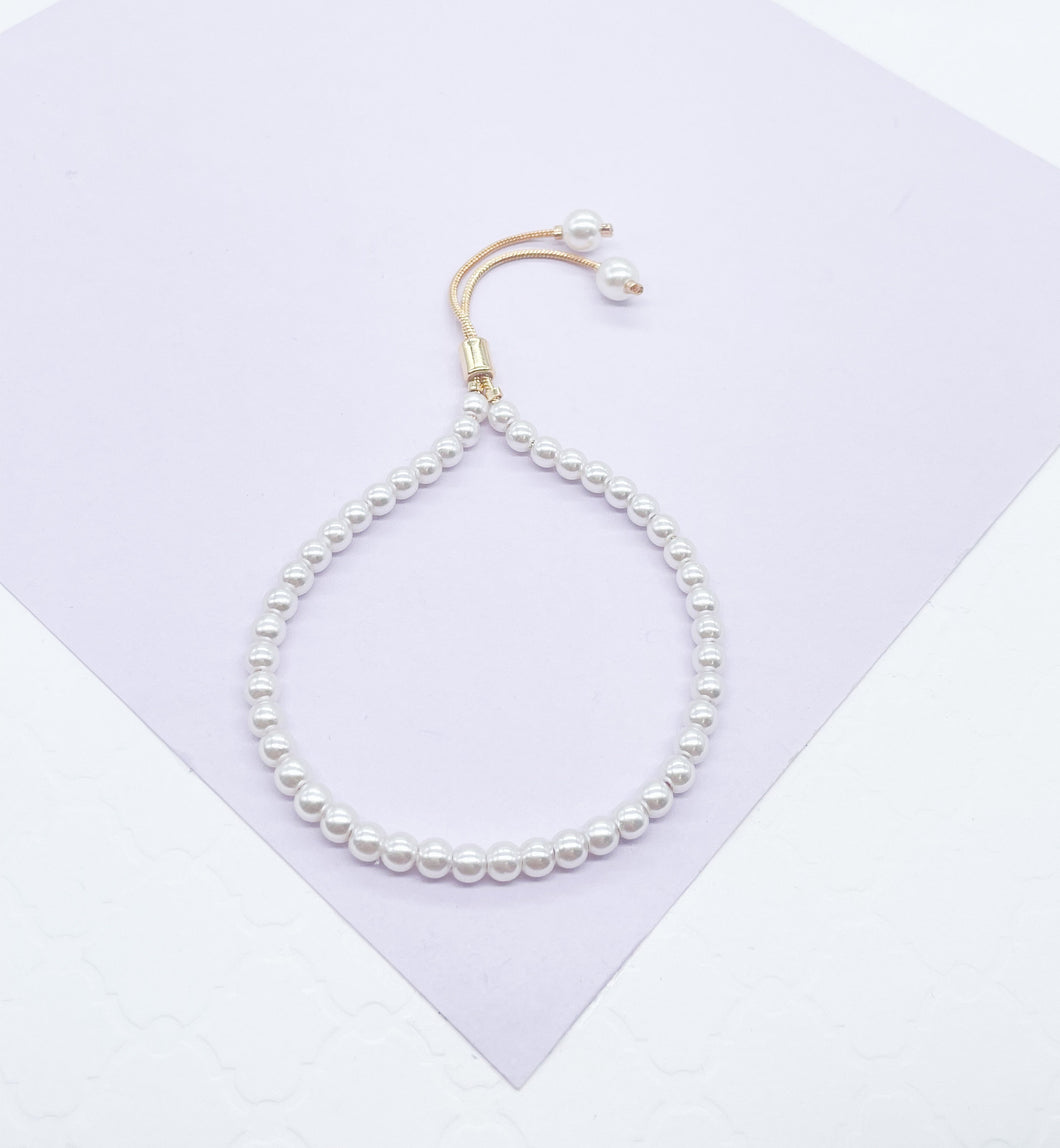 18k Gold Filled Pearl Adjustable Bracelet