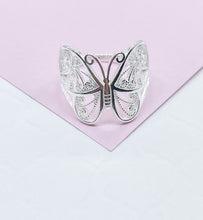 Load image into Gallery viewer, 925 Sterling Silver Large Engraved Butterfly Ring
