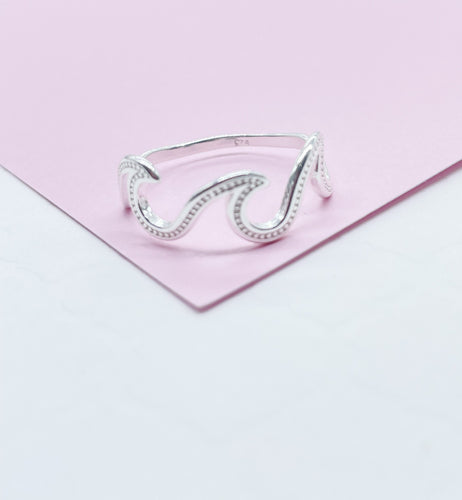 925 Sterling Silver Plain Beach Wave Ring
