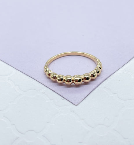 18k Gold Filled Plain Beaded Ring with Smooth Back Band