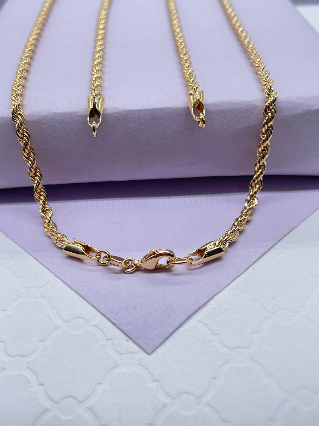 18k Gold Filled Open End- Rope Chain for Jewelry Making, Name Plaque Chain, Easy to Make your own Style