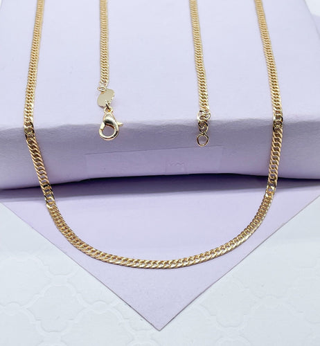 18k Gold Filled Thin Flat Double Cuban Link Chain
