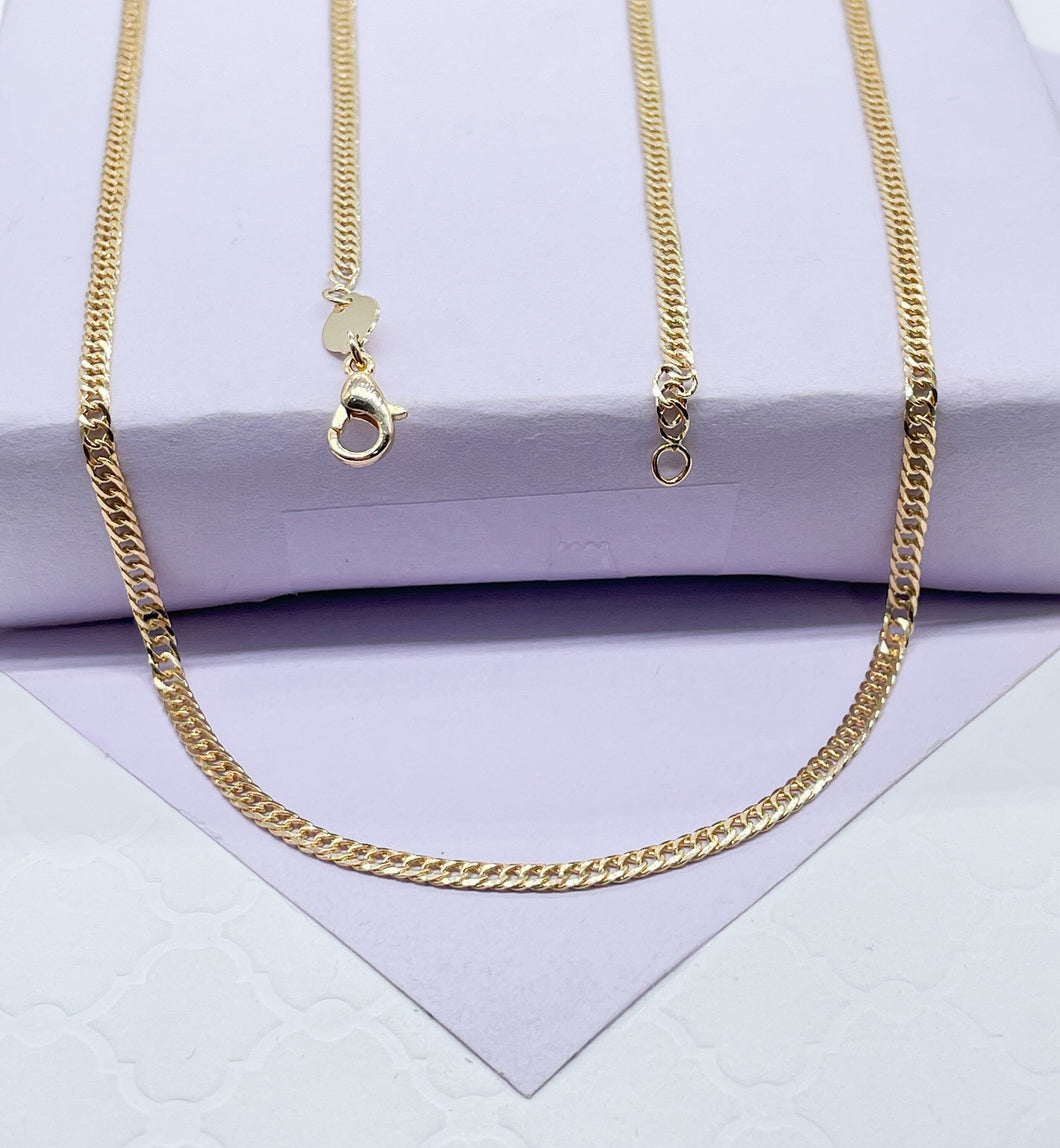 18k Gold Filled Thin Flat Double Cuban Link Chain