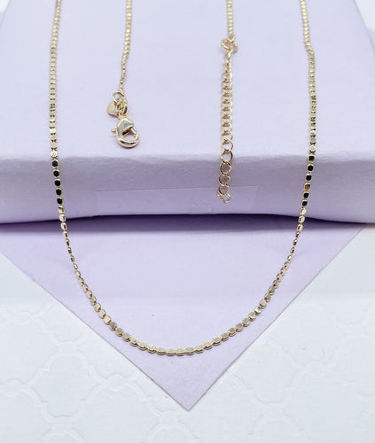 18k Gold Filled 1.6mm Thick Dainty Flat Beaded Chain