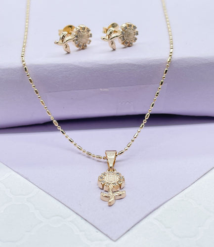 18k Gold Filled Dainty Sunflower Set