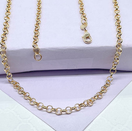 18k Gold Filled 4mm Rolo Chain, Dainty chains, Plain Chain