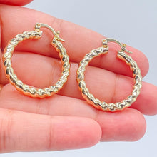 Load image into Gallery viewer, 18k Gold Filled Smooth Twisted  Hoop Earrings
